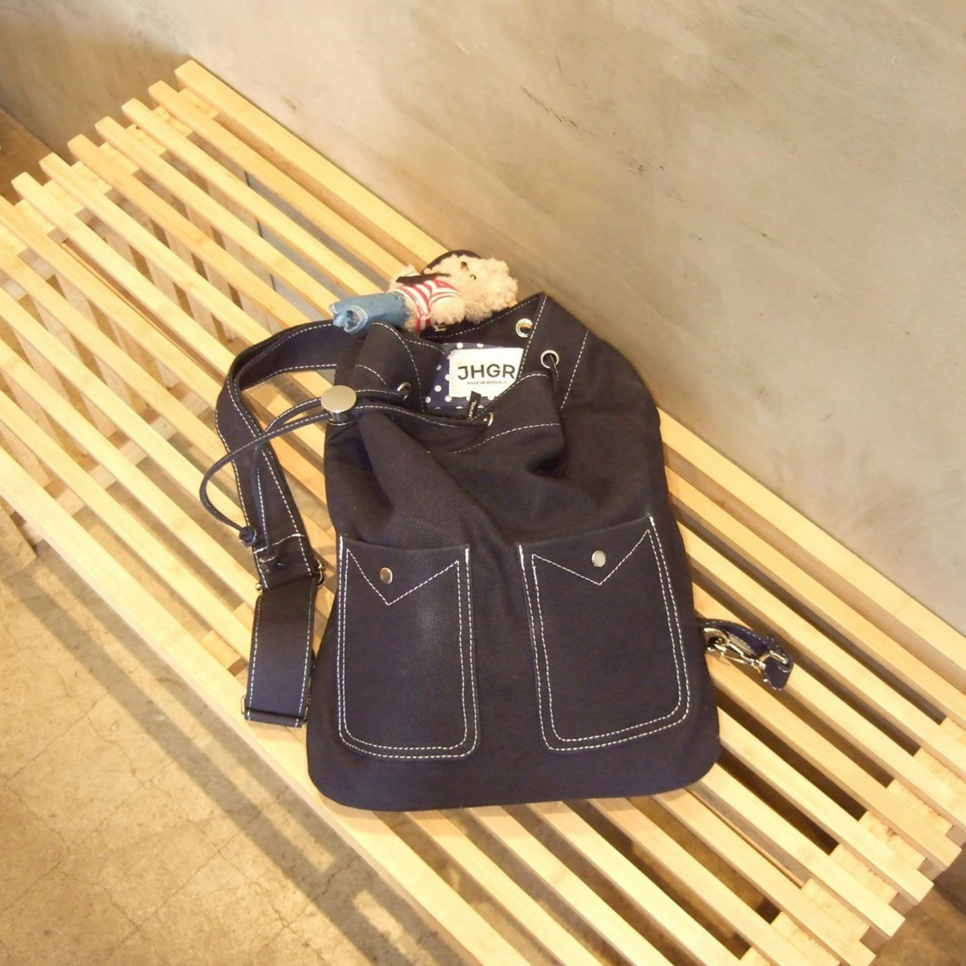 POLKA DENIM BACKPACK NAVY JEANS – JHGR